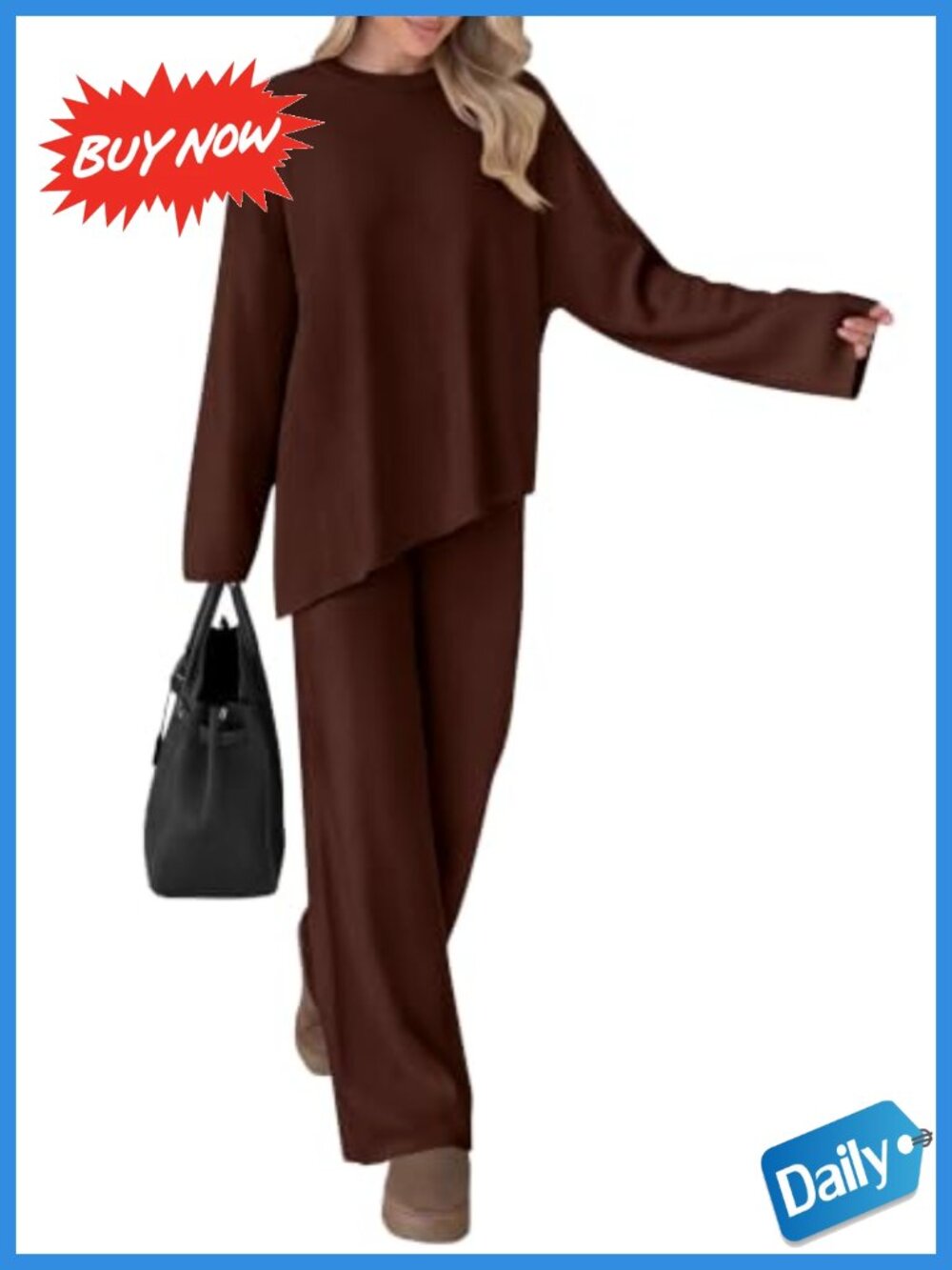 PRETTYGARDEN Womens 2 Piece Drop Shoulder Sweater Lounge Set